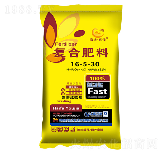 高塔純硫基復(fù)合肥料16-5-30-海法優(yōu)佳