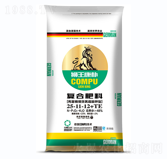 殼寡糖增效黃腐酸鉀型復(fù)合肥料25-11-12+TE-獅王康樸-卓尚農(nóng)業(yè)