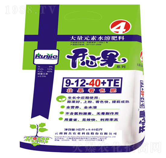 大量元素水溶肥9-12-40+TE-開心果-潤(rùn)杰農(nóng)科