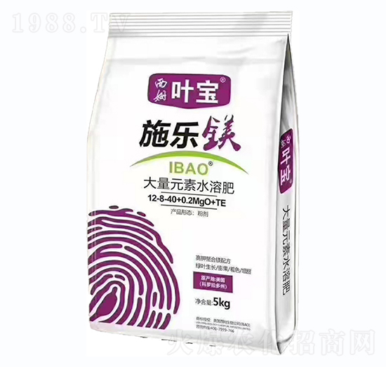 高鉀型大量元素水溶肥料12-8-40+0.2MgO（20kg）+TE-施樂鎂-寶葉植物