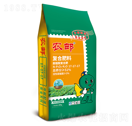 40kg農(nóng)郵腐植酸復(fù)合肥17-17-17-農(nóng)大肥業(yè)