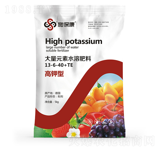 高鉀型大量元素水溶肥料13-6-40+TE-施保康