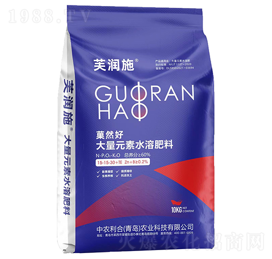菓然好大量元素水溶肥料15-15-30+TE-芙潤施-中農(nóng)利合